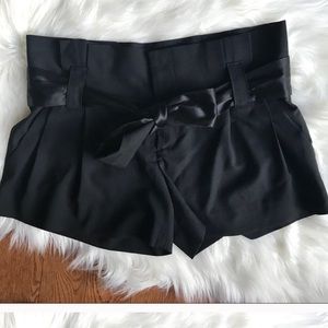 Alice & Olivia black satin shorts with sash
